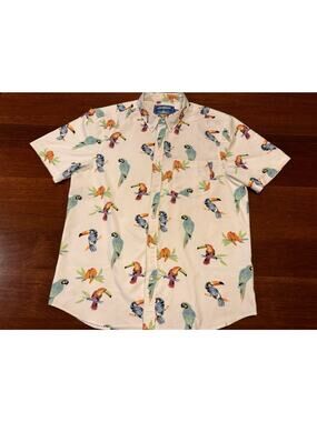 XL Chubbies Short Sleeve Shirt White Tucan Birds Parrots All Over Print